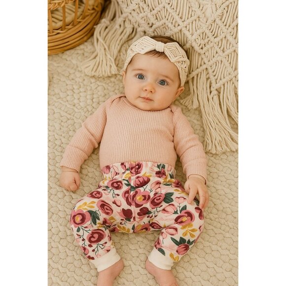 CHICK PEA Outfit 3-6M Baby Girl Long-sleeve Pants Rose Matching 2-piece Set - Picture 7 of 7
